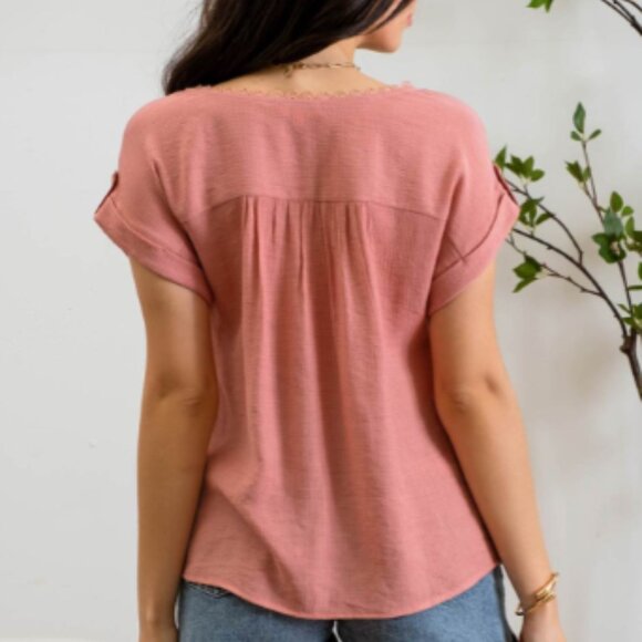 Paradise Dusty Apricot Lace Top - Picture 2 of 7